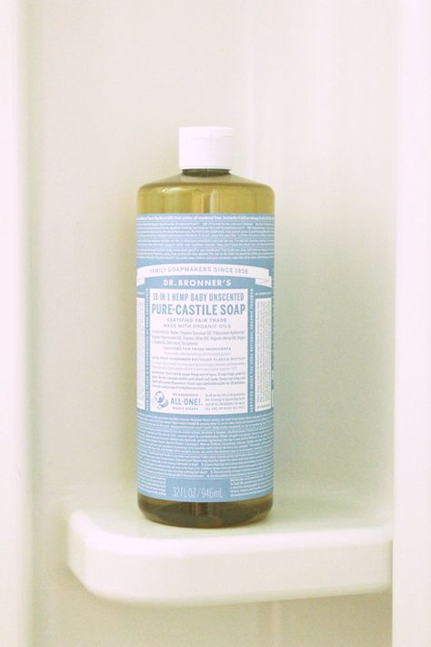 Dr. Bronner's 18-in-1 Castile Soap | Dr Bronner's Baby Unscented Liquid Soap in Shower Dr Bronners Sensitive Skin, Dr Bronners Unscented Soap, Doctor Bronners Soap, Dr Bonners, Bad Typography, Dr Bronners, Castille Soap, Smell Nice, Pure Castile Soap