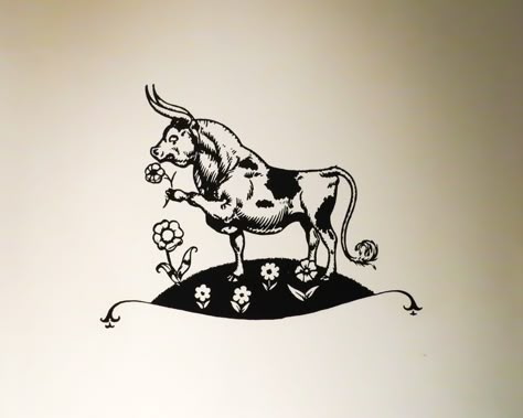 Ferdinand the Bull | Flickr - Photo Sharing!  Make a Ferdinand, buy the book, wrap. Ferdinand The Bull Tattoo, The Bull Tattoo, Ferdinand The Bull, Ferdinand The Bulls, Bull Tattoo, Elliott Smith, Bull Tattoos, Raven Tattoo, Tattoo Designs And Meanings