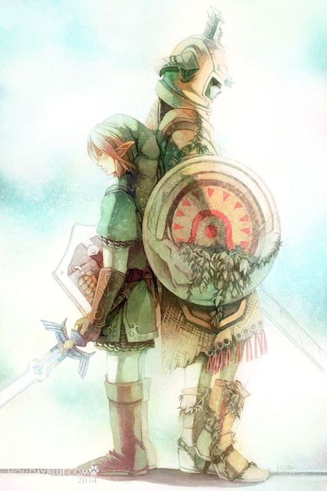 Link and Hero's Shade Twilight Princess Hero's Shade, Hero Of Time Link, Ganondorf Twilight Princess, Hero's Shade, Twilight Princess Link, Hero Of Time, Oot Link, Kakariko Village, Zelda Anime