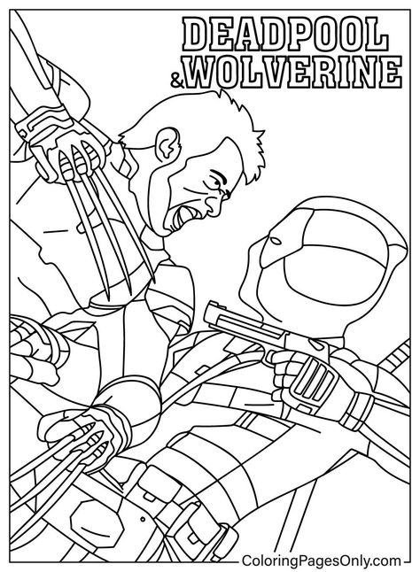 Deadpool coloring pages for kids with 32 unique. #Deadpool_And_Wolverine_Coloring_Pages #Deadpool_And_Wolverine_Sketch #Wolverine_Coloring_Pages #Wolverine_Coloring Deadpool And Wolverine Coloring Pages, Wolverine Coloring Pages, Deadpool Coloring Pages, Wolverine Pictures, Letras Disney, Excited Pictures, Wolverine Poster, Leaf Template Printable, Superhero Images