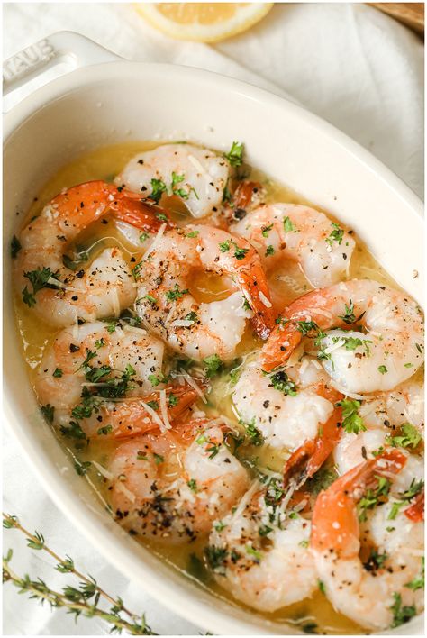 Baked Butter Garlic Shrimp Scampi Limewashing Brick, Romabio Limewash, Best Shrimp Scampi Recipe, Butter Garlic Shrimp, Limewash Brick, Oven Baked Shrimp, Garlic Shrimp Scampi, Broiled Shrimp, Baked Shrimp Recipes