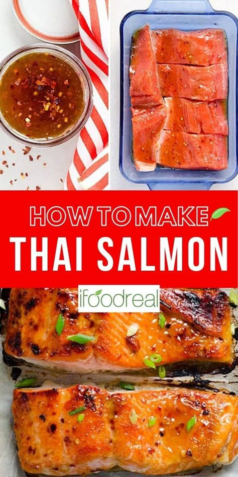 Thai Salmon with easy homemade Thai sweet chili sauce cooked until caramelized on top and juicy inside. The best salmon recipe ever! The Best Salmon Recipe Ever, Best Ever Salmon Recipe, Sweet Chili Salmon, Broiled Salmon Recipes, Homemade Sweet Chili Sauce, Thai Salmon, Best Salmon Recipe, Best Salmon, Broiled Salmon