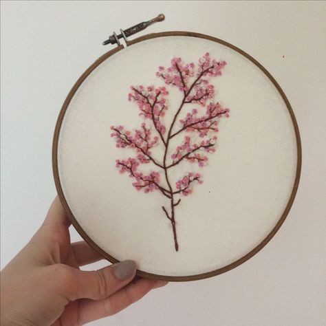 Cherry Blossom Embroidery, Blossom Embroidery, Gcse Textiles, Tassels Tutorials, Embroidery Stitches Beginner, Pillow Embroidery, Embroidery Wall, Brooch Diy, Flower Embroidery Designs