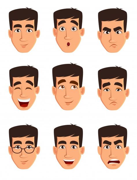 Face expressions of a business man Premi... | Premium Vector #Freepik #vector #background #business #man #character Human Face Expressions, Face Expressions Illustration, Expression Illustration Face, Cartoon Man Face, Man Face Illustration, Facial Expression Cartoon, Mad Cartoon Face, Character Expressions, Cartoon Maker