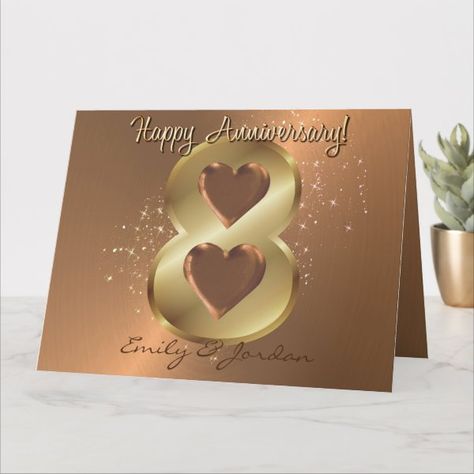 Personalised 8 Year Bronze Wedding Anniversary  Card Bronze Wedding Anniversary, 8 Year Anniversary, Happy Wedding Anniversary, 8th Wedding Anniversary, Bronze Anniversary, Bronze Wedding, Wedding Anniversary Card, 8th Anniversary, Anniversary Invitations