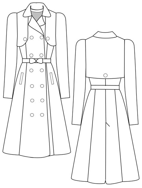 Vintage Coat Patterns For Women, Coat Patterns Sewing Women Free, Mood Patterns, Trench Coat Pattern, Magic Skirt, Mood Sewciety, Cloth Ideas, Sewing Patterns Free Women, Coat Pattern Sewing