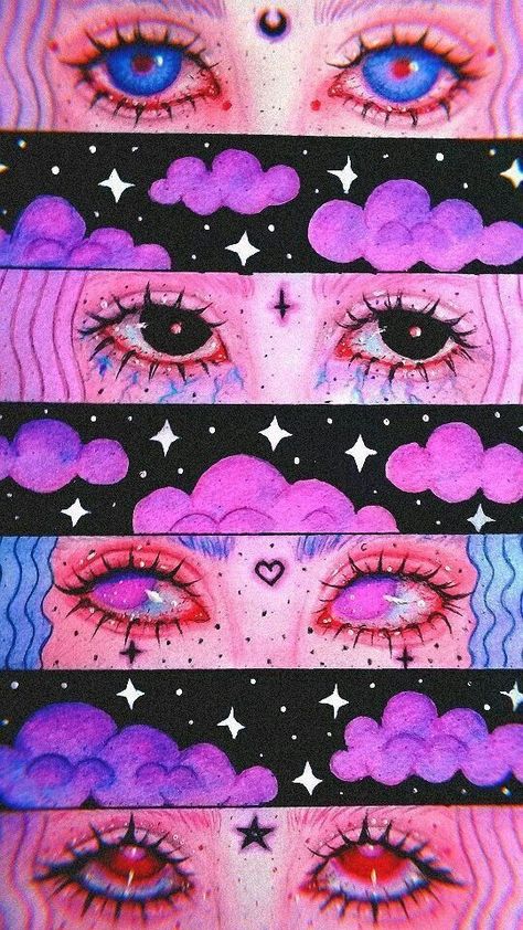 Trippy Anime Art, Pink Trippy Aesthetic, Cute Contact Photos, Trippy Pink Aesthetic, Alexandra Core Aesthetic, Dark Hippie Wallpaper, Weird Art Painting, Lovecore Art, Psychadelic Art