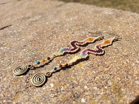 Snake Seed Bead Earrings, Beaded Snake Earrings, Ancient Serpent, Serpent Earrings, Rainbow Snake, The Underworld, Snake Earrings, Dragon Eye, Making Beads