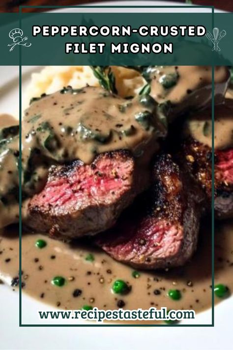 This elegant dish features tender filet mignon coated in a spicy crust of black peppercorns, paired with a rich and creamy green peppercorn sauce. Perfect for special occasions or an indulgent dinner at home, this recipe is sure to impress your guests. Peppercorn Sauce For Steak, Green Peppercorn Sauce, Green Peppercorn, Peppercorn Sauce, Perfect Steak, Dinner At Home, Steak Sauce, Quick Weeknight Meals, Favorite Side Dish