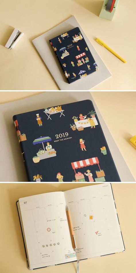 2019 Planner / Weekly Planner 2019 / Monthly Planner 2019 / | Etsy Sketchbooks Ideas, Thesis Ideas, Red Journal, Yearbook Layouts, Lay Photo, Book Cover Design Inspiration, Illustration Art Kids, 2024 Planner, Desk Stationery