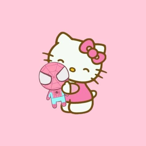 Pink Spiderman Pfp, Hello Kitty As Spiderman, Pink Spiderman Aesthetic, Pink Spiderman, Spider Man Hello Kitty, Spiderman And Hello Kitty, Spiderman Hello Kitty, Hello Kitty And Spiderman, Spider Kitty