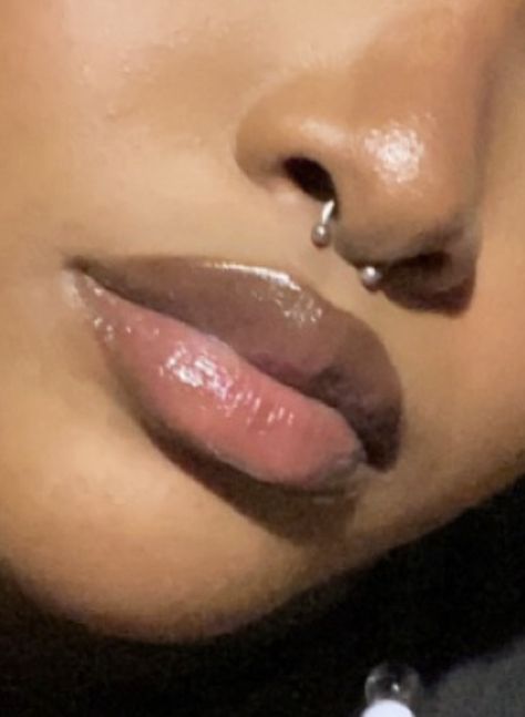 black girl lip combo septum piercing Spectrum Piercing Black Women, Septum On Black Women, Gold Septum Piercing On Black Women, Septum Black Women, Septum Piercing Black Women, Nose Piercing With Septum, Smiley Piercing On Black Women, Septum Piercing On Black Women, Piercings Nose Septum