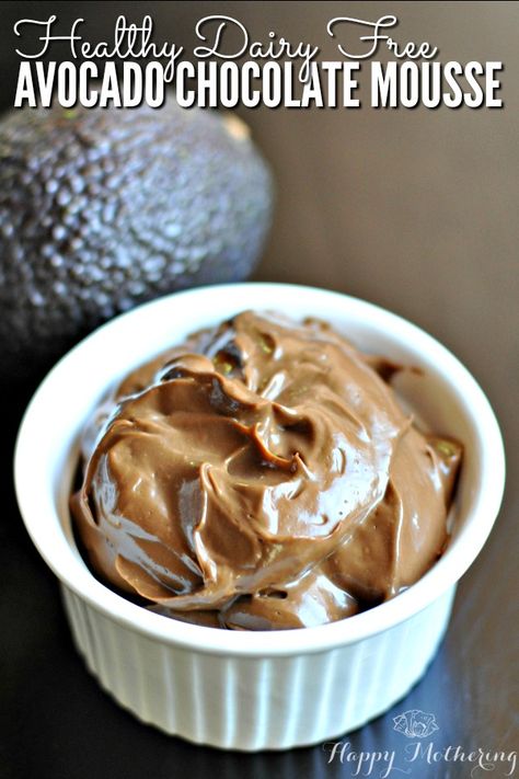 Surprisingly Healthy Dairy Free Avocado Chocolate Mousse via @happymothering Dairy Free Dessert Recipes Easy, Avocado Mousse Recipe, Chocolate Avocado Mousse, Dairy Free Recipes Dessert, Avocado Mousse, Avocado Chocolate Mousse, Chocolate Avocado, Avocado Chocolate, Chocolate Mousse Recipe