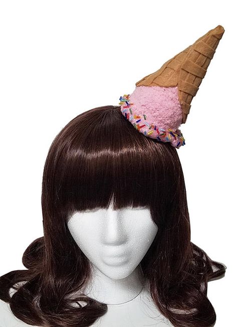 Ice Cream Cone Headband, Nutrition Month Costume, Ice Cream Hat, Spinach Nutrition Facts, Melted Ice Cream, Pretty Headbands, Nutrition Month, Easter Hats, Fascinator Hairstyles