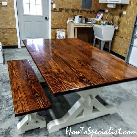 Table Plans Woodworking, Bench For Farmhouse Table, Diy Dinner Table Wood Plans, Dyi Kitchen Table, Homemade Kitchen Table, Farm Table Diy, Diy Dinner Table, Farm Table Plans, Farmhouse Bench Plans