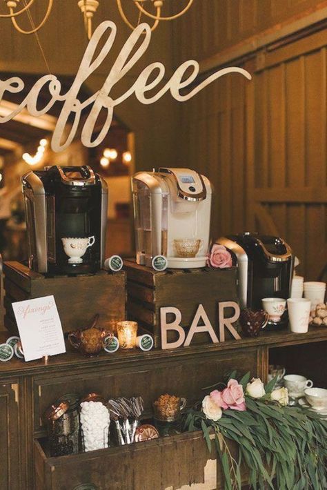 Reception Coffee Bar, Coffee Baby Shower, Coffee Bar Party, Beverage Station Party, Cafe Expresso, Coffee Bar Station, Diy Coffee Bar, Sleepover Birthday Parties, Coffee Party