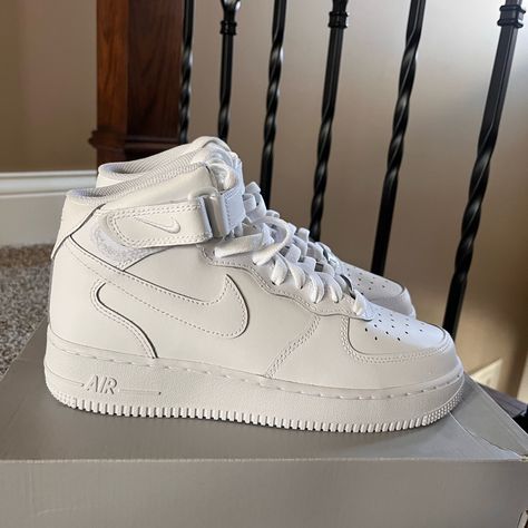 Never Worn Air Force 1 Mid, Comes With Box, Youth Size, Willing To Negotiate Price! Airforce 1 Mid, Nike Air Force Mid, Nike Mid, Nike Shoes Air Force, Air Force 1 Mid, Air Force 1 High, Force One, Air Force Ones, Nike White