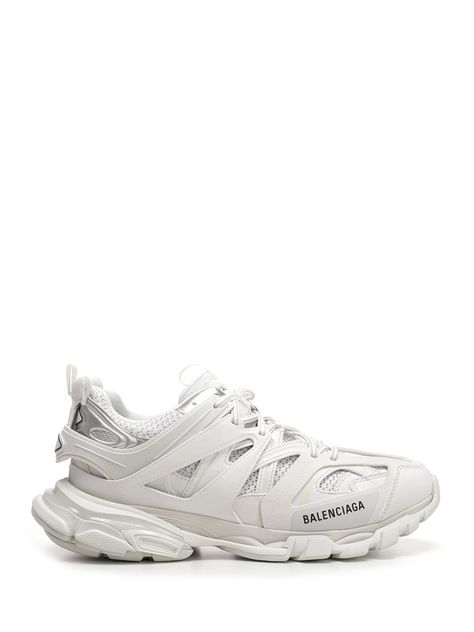 BALENCIAGA BALENCIAGA TRACK SNEAKERS. #balenciaga #shoes Balenciaga Flats, Balenciaga Trainers, Balenciaga Track Sneakers, Track Sneakers, Balenciaga Runners, White Balenciaga, Logo Wear, Balenciaga Sneakers, Balenciaga Logo