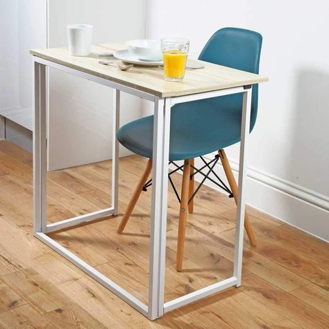 Folding Utility Table | Space-Saving Desk already assembled just fold the legs out | Folds Flat to Store | For: Meal times, Hobbies & Work/Study | L80 x W45 x H74cm | From Easylife : Amazon.co.uk: Home & Kitchen Malm Occasional Table, Bed Table On Wheels, Wood Chair Diy, Compact Table, Space Saving Table, Space Saving Desk, Wood Table Diy, Foldable Furniture, Foldable Desk