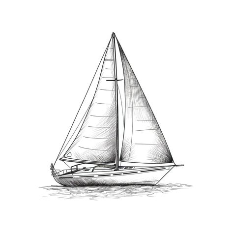 Premium AI Image | Sea sailboat ai generated Sailboat Sketch Tattoo, Sail Boat Drawing, Tattoo Sailboat, Boat And Sea Drawing, Sail Boat Tattoo, Sailboat Outline, Sailboat Line Art, Boats Drawing, Yacht Drawing Simple