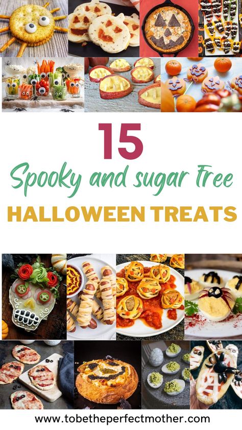 15 spooky and sugar free Halloween treats Healthy School Halloween Snacks, Healthy Spooky Treats, High Protein Halloween Treats, Health Halloween Snacks, Low Cal Halloween Treats, Halloween Healthy Snack Ideas, Healthy Halloween Foods, Easy Healthy Halloween Snacks, Halloween Food Ideas Healthy