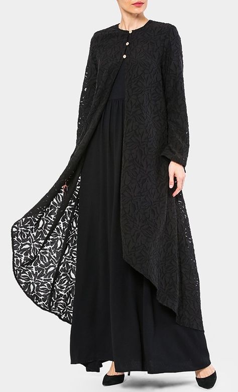 Lace Abaya Designs, Loose Dress Formal, Abaya Lace, Lace Abaya, Luxury Abaya, Islamic Fashion Dresses, Abaya Design, Model Gamis, Lace Dress Design