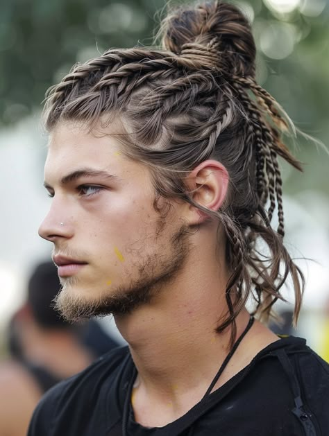 Days Bun Hairstyles Wedding, Short Beard Styles For Men, Wedding Buns, Short Beard Styles, Man Bun Styles, Viking Hairstyles, Man Bun Hairstyles, Viking Braids, Beard Styles Short