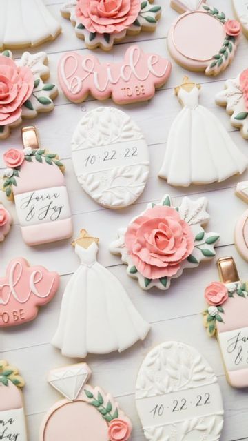 Love Is In Bloom Bridal Shower Cake, Bridal Shower Cookies Floral, Love Is In Bloom Bridal Shower Cookies, Bridal Shower Decorated Cookies, Bridal Shower Cookies Pink, Pink Bridal Shower Cookies, Floral Bridal Shower Cookies, Bridal Shower Cookies Decorated, Bridal Shower Sugar Cookies