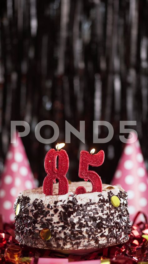 Number Eighty-Five Birthday Candle On Sweet Cake On Dark Background, 85Th 44 Cake Birthday, Dark Cake, First Birthday Candle, 52 Birthday, Cake Birthday Cake, Background Dark, Burning Candles, Sweet Cake, Fourth Birthday