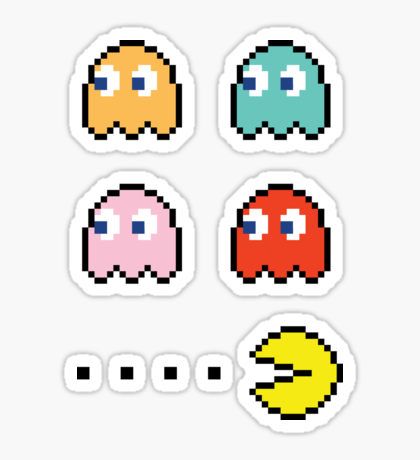 Pac­-Man + Enemies­ (Looking Left) Sticker Sticers Idea, Stickers For Men, Preppy Stickers, Homemade Stickers, Tumblr Stickers, Pac Man, Anime Stickers, Cool Stickers, Fun Stickers