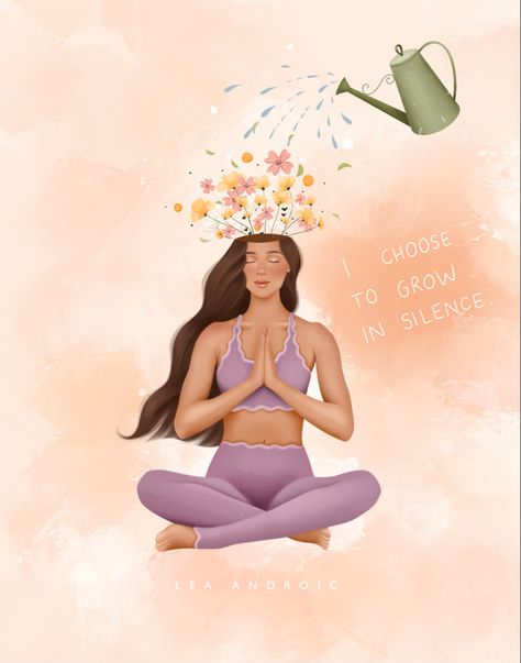 Lea Androic Art, Grow In Silence, Womens Illustration, Feminine Poses, Sport Psychology, Spiritual Art Soul, Enlightenment Quotes, Yoga Illustration, Divine Feminine Spirituality