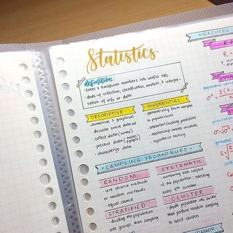 Image about cute in ✩ study inspo by ♕alex on We Heart It Statistics Study, Statistics Notes, Instagram Statistics, Statistics Math, College Notes, Math Notes, Notes Ideas, School Organization Notes, Study Organization