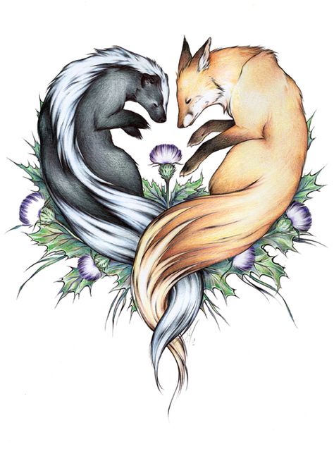 Skunk Tattoo, Skunk Drawing, Badger Tattoo, Raven Tattoo, Fox Tattoo, Image Nature, Tableau Art, Wedding Tattoos, Tattoo Blog