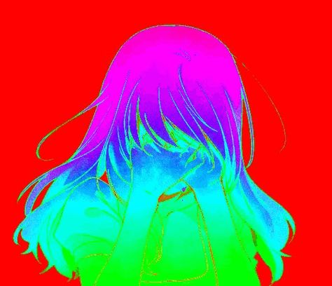 Cover Photo, Gif, Rainbow, Green, Hair, Pink, Blue