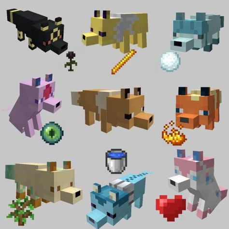 Minecraft Fox Enclosure, Minecraft Animal Pixel Art, Minecraft Fox Statue, Minecraft Animal Statues, Minecraft Horse Stables, Minecraft C, Minecraft Wolf, Minecraft Horse, Minecraft Banner Designs