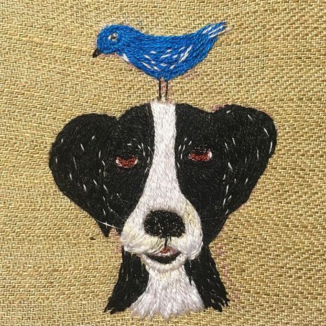 Fancy Dogs, Bluebird Art, Embroidered Brooches, Portrait Embroidery, Dog Embroidery, Fancy Dog, Kantha Embroidery, Embroidery Works, Animal Embroidery