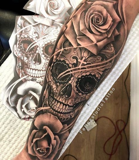 Skull Candy Tattoo, Mexican Skull Tattoos, Arm Cover Up Tattoos, Candy Skull Tattoo, Herren Hand Tattoos, Skull Rose Tattoos, Catrina Tattoo, Skull Hand Tattoo, Skull Girl Tattoo