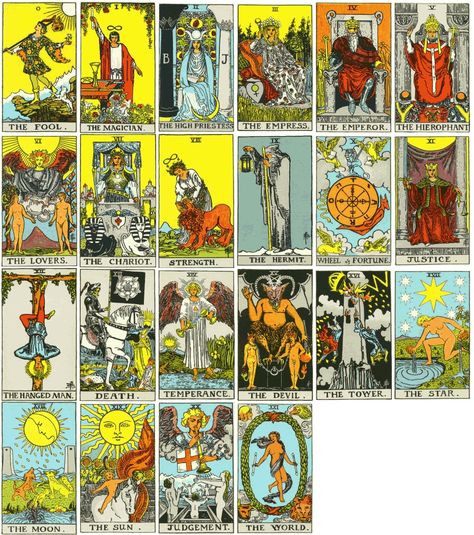 Influences Tarot Waite, Tarot Cards Major Arcana, Rider Waite Tarot Cards, Rider Waite Tarot Decks, Rider Waite Deck, Major Arcana Cards, Occult Symbols, Rider Waite Tarot, Tarot Major Arcana