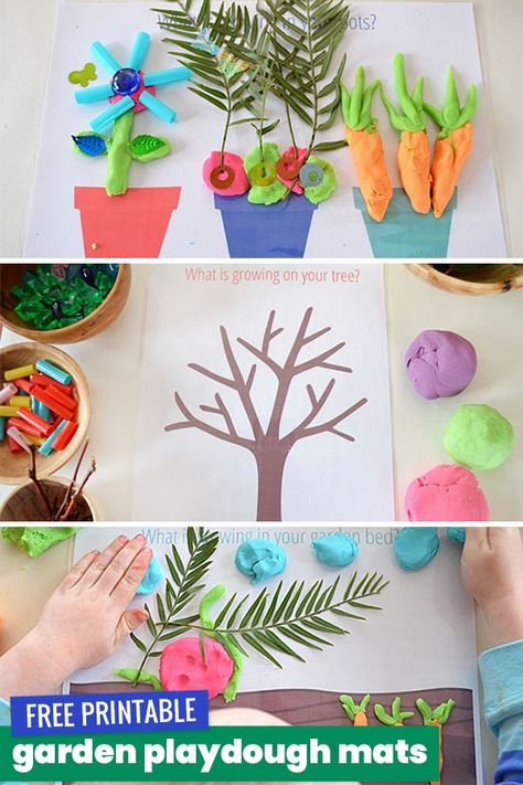 Free Printable Garden Play Dough Mats  These three free printable garden playdough mats are a great sensory and fine motor activity that encourages lots of creative thinking with their open-ended designs! They make a great activity for a spring or a gardening learning theme and they are ready to print and go! Garden Playdough Mats, Sensory Spring Activities, Garden Playdough, Play Dough Mats, Time Lessons, Dough Mats, Fine Motor Activity, Playdough Activities, Growing Greens