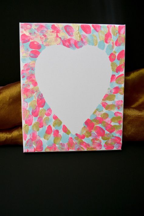 thumbprint, finger print art Thumb Print Heart Painting, Thumb Heart Painting, Finger Print Art Kids, Finger Print Painting Ideas, Finger Print Art, Canvas Thumbprint Ideas For Couples, Thumb Print Valentine Craft, Tissue Paper Hearts On Canvas, Fingerprint Cards