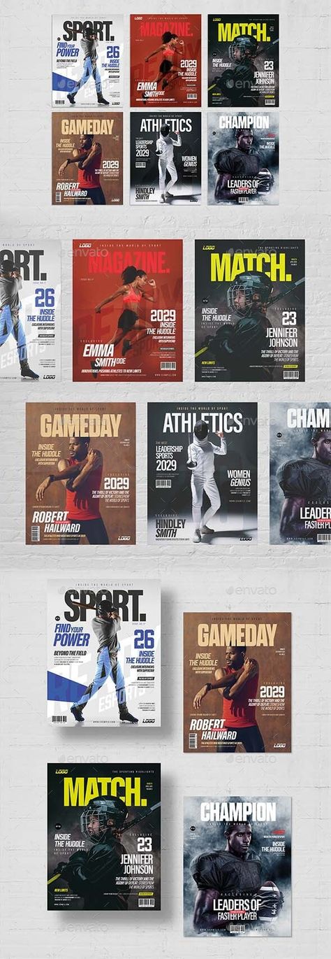 Sport Magazine Cover Templates - Magazines Print Templates Sports Magazine Cover, Sport Magazine Cover, Sports Magazine Design, Sports Brochure, Zine Layout, Magazine Sport, Sports Magazine Covers, Magazine Design Cover, Sport Graphics