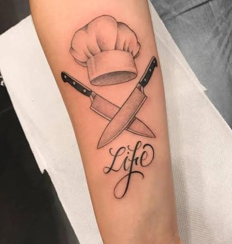 210+ Impressive Chef Tattoos Designs (2023) - TattoosBoyGirl Cooking Tattoo, Culinary Tattoos, Traditional Tattoo Drawings, Chef Tattoo, Food Tattoos, Cactus Tattoo, Tattoo Quotes For Women, Theme Tattoo, Tatuaje A Color