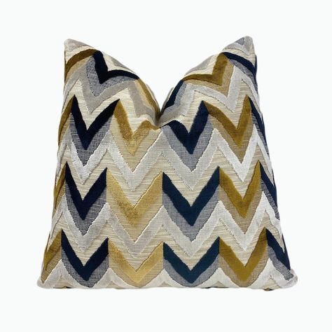 Cut Velvet Pillows, Gold Throw Pillows, Navy Pillows, Chevron Pillows, Velvet Throw, Velvet Throw Pillows, Decorative Throw Pillow Covers, Designer Fabric, Grey And Beige