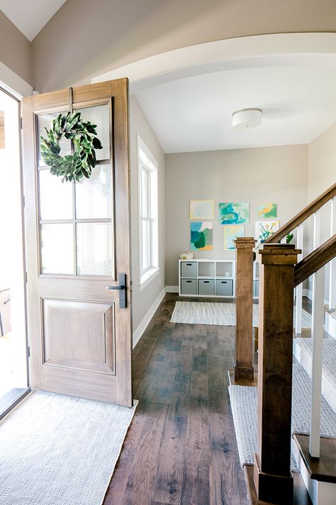 Playroom Off Entryway, Foyer Playroom Entryway, Closing Off A Room Ideas, Playroom Entryway, Open Entryway, Small Foyer, Farmhouse Entryway, Playroom Design, Parade Of Homes