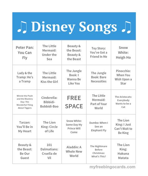 Disney songs bingo Bingo Fundraiser, Broadway Theme, Broadway Party, Music Bingo, Bingo For Kids, Bingo Template, Music Trivia, Music Lesson Plans, Bingo Cards Printable