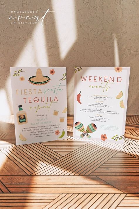 The Final Fiesta Bachelorette Party, Mexican Themed Bachelorette Party Ideas, Final Fiesta Itinerary, Final Fiesta Bachelorette Invitation, Mexico Bachelorette Itinerary, Final Fiesta Bachelorette Itinerary, Bachelorette Last Fiesta, Bachelorette Fiesta Theme, Fiesta Theme Bachelorette Party