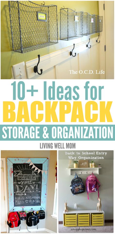 From decorated to minimalist, there’s many creative solutions for backpack storage and organization you won’t want to miss as your kids head back to school. Here’s 10+ ideas to inspire you! Backpack Cubbies For Home, Backpack Area At Home, Backpack Area, Dream Mudroom, Mud Area, Backpack Station, Command Centers, Small Laundry Room Organization, Family Command Center