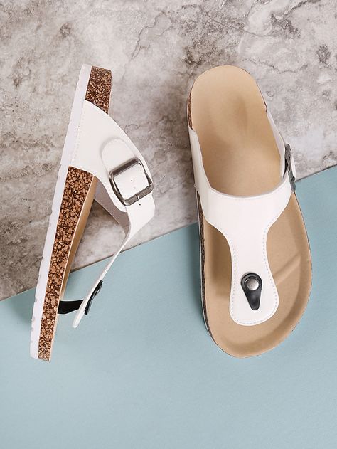 Shop Cork Footbed Slide Sandal with Buckled T-Strap Thong WHITE online. SheIn offers Cork Footbed Slide Sandal with Buckled T-Strap Thong WHITE & more to fit your fashionable needs. Italian Leather Sandals, Trendy Slippers, Woman Boots, Leather Slippers For Men, Pretty Sandals, Latest Sandal, T Strap Shoes, Industrial Architecture, Trend 2024