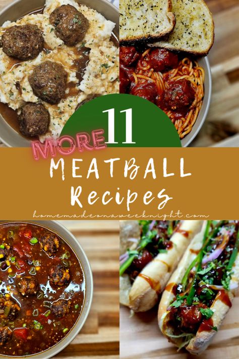 11 More Meatball Recipes - Homemade on a Weeknight Unique Meatball Recipes, Italian Meatball Soup, Swedish Meatballs Easy, Ground Pork Recipes, Meatball Sub, Cherry Tomato Sauce, Ground Chicken Recipes, Meatball Soup, Meatball Recipe