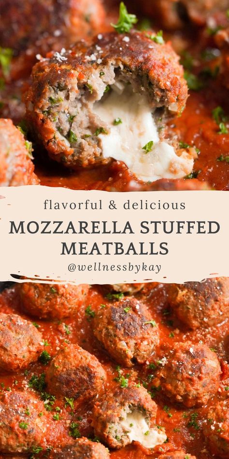 Ground Beef Mozzarella, Fresh Mozzarella Recipe, Stuffed Meatballs, Mozzarella Stuffed Meatballs, Meatball Recipes Easy, Mozzarella Recipes, Dinner With Ground Beef, Beef Recipes Easy, Beef Recipes For Dinner